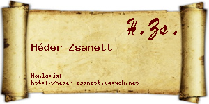 Héder Zsanett névjegykártya